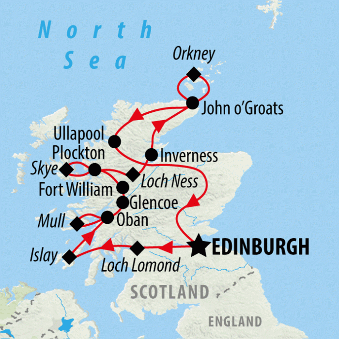tourhub | On The Go Tours | Whisky Coast & Scottish Islands  - 12 days | Tour Map