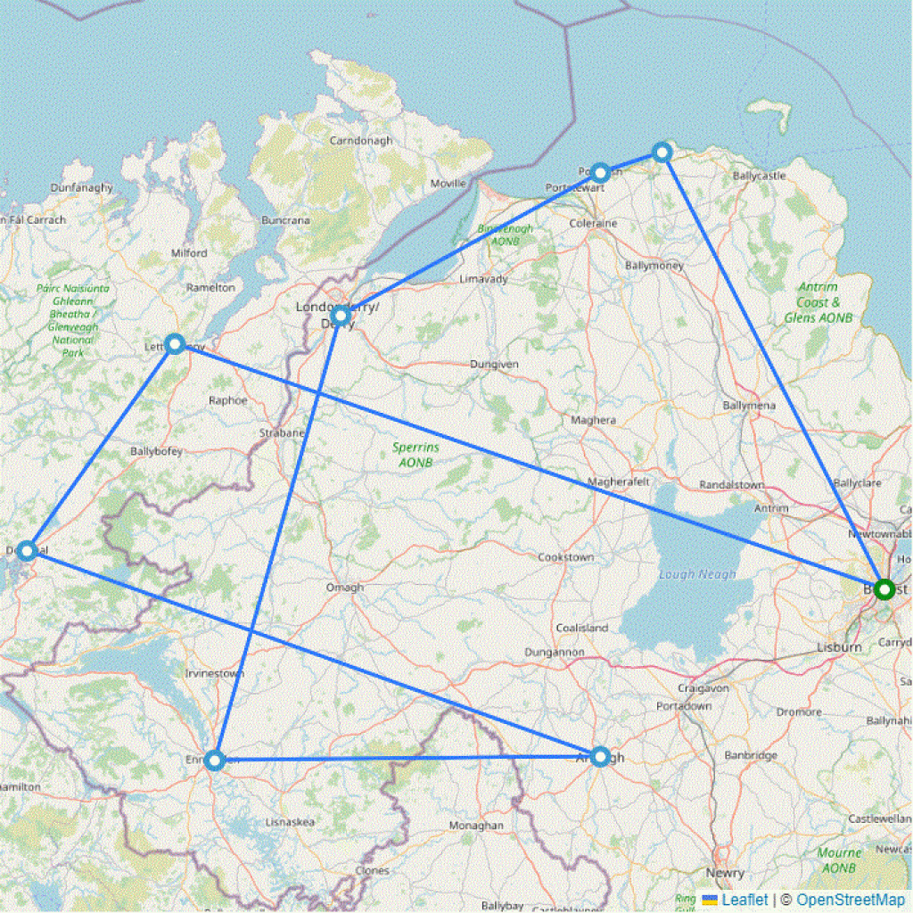 Wild Northern Ireland & Donegal - 6 days map