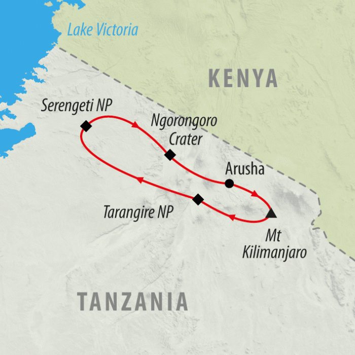 tourhub | On The Go Tours | Wild About Tanzania - 10 days | Tour Map
