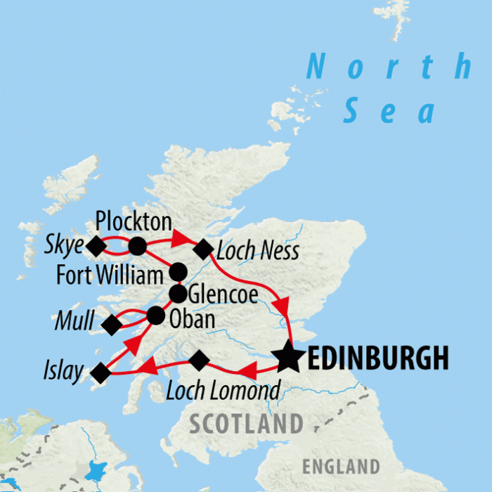 tourhub | On The Go Tours | Wild Scotland & Whisky Explorer - 8 days | Tour Map