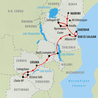 Wildlife Express - 22 days map