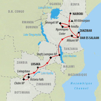 Wildlife Express Northbound - 22 days map
