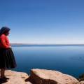 An aerial view of Puno city on the banks of Lake Titicaca in Peru