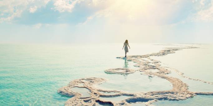 Woman walking on the Dead Sea | Jordan