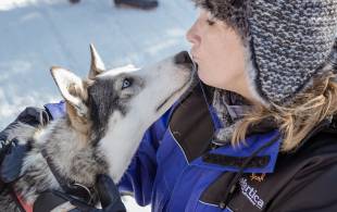 Woman with husky