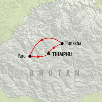 Wonders of Bhutan - 7 Days map