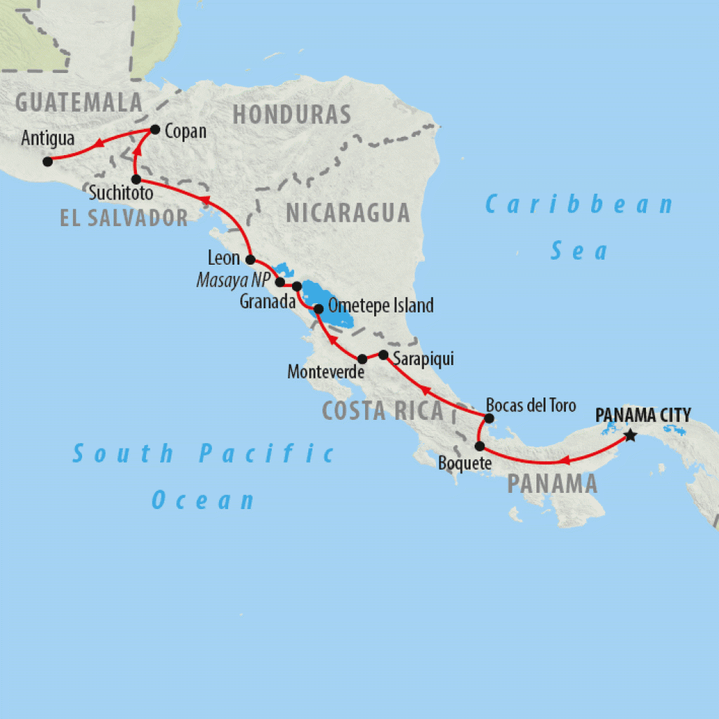 Wonders of Central America - 22 days map
