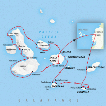 Highlights of the Galapagos - 14 days map