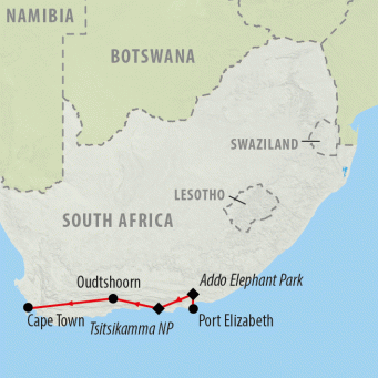Wonders of the Garden Route - 8 days map