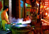Food stalls in the busy streets of Xian's Muslim Quarter