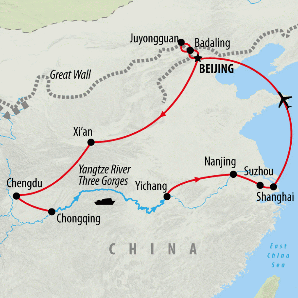 Shanghai & Yangtze Cruise - 16 days map