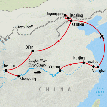 Shanghai & Yangtze Cruise - 16 days map