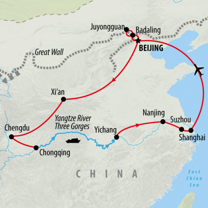 tourhub | On The Go Tours | Shanghai & Yangtze Cruise - 16 days | Tour Map