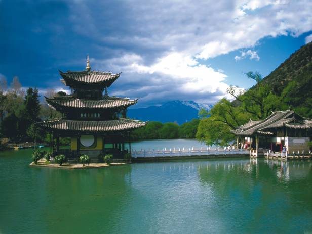 Beautiful waterfall and scenery in Lijiang