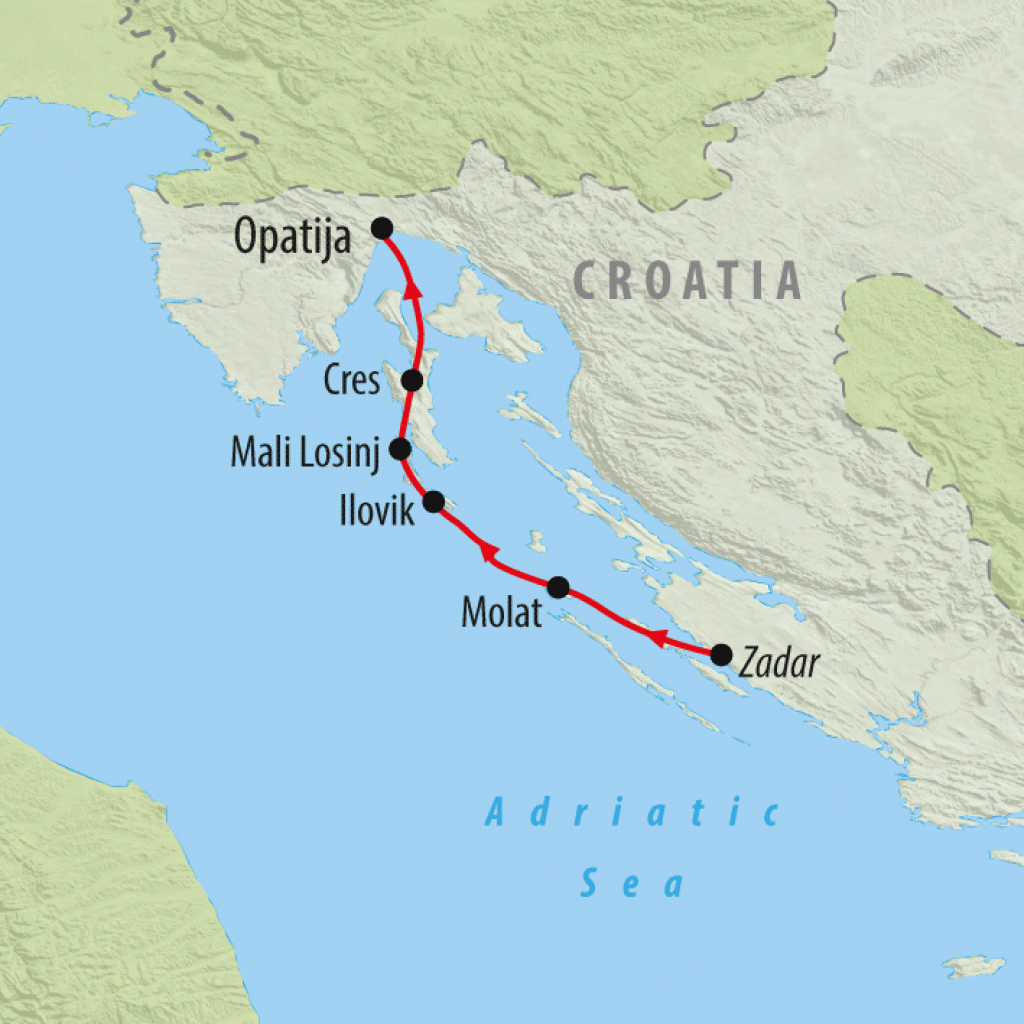 Zadar to Opatija Express Premium - 6 days map