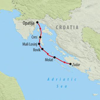 Zadar to Opatija Express Premium - 6 days map