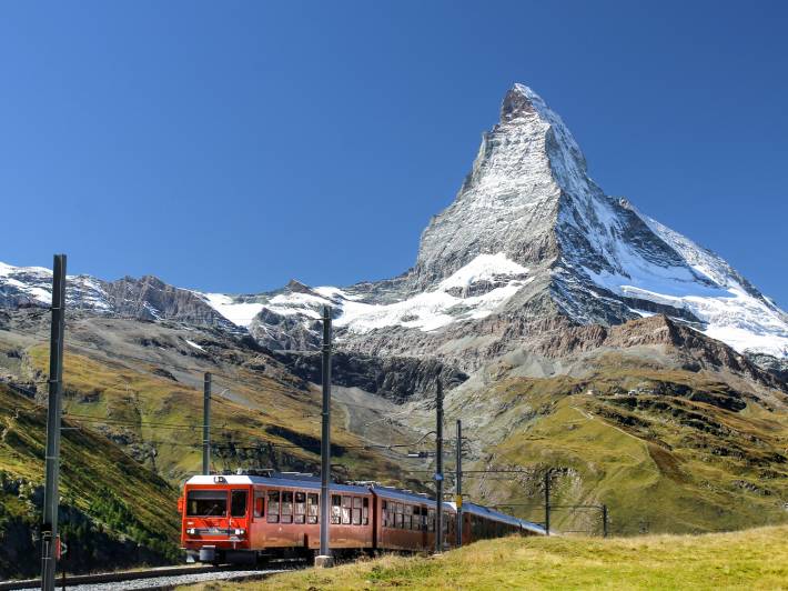 Zermatt train and Matterhorm -switzerland