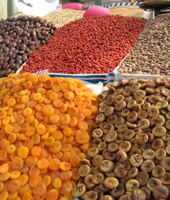 Some dried fruits at a market