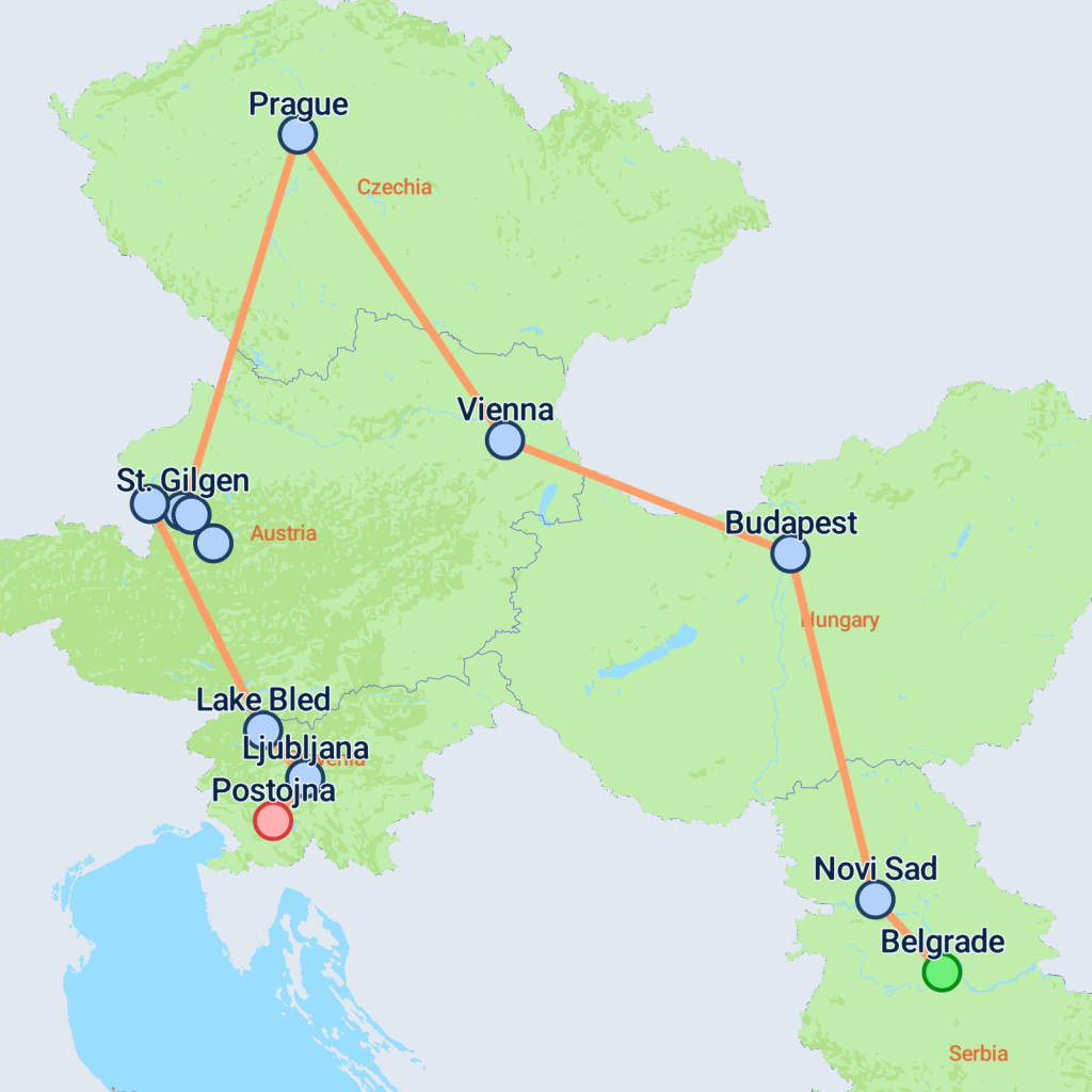 Balkan Capitals & Imperial Cities - 12 days map