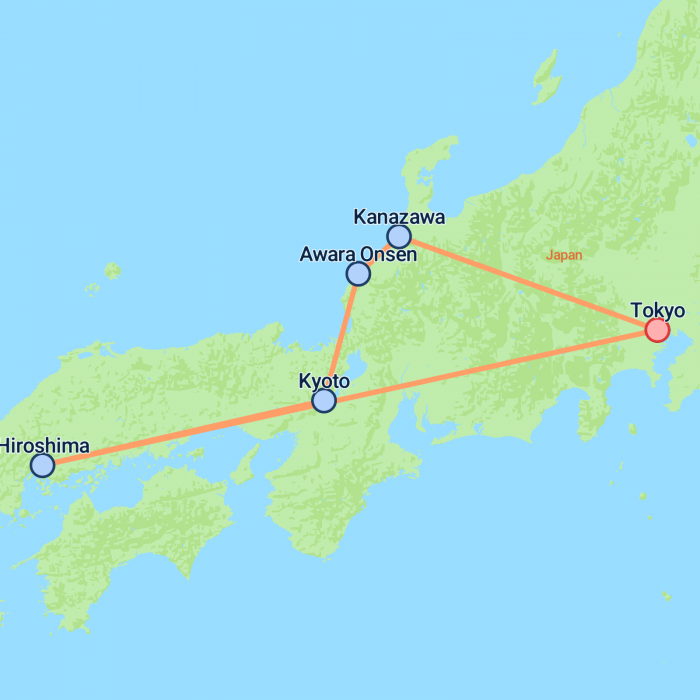 tourhub | On The Go Tours | Jewels of Japan Premium - 13 days | Tour Map