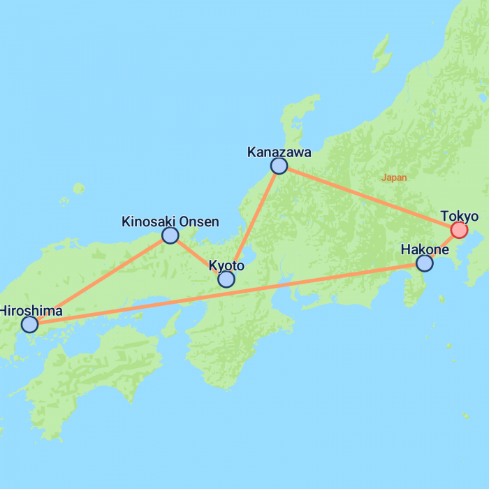 tourhub | On The Go Tours | Classic Cultural Japan - 15 days | Tour Map