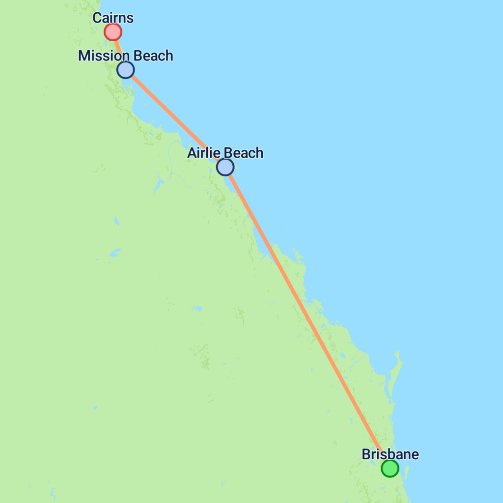 Brisbane to Cairns Discovery - 7 days Map