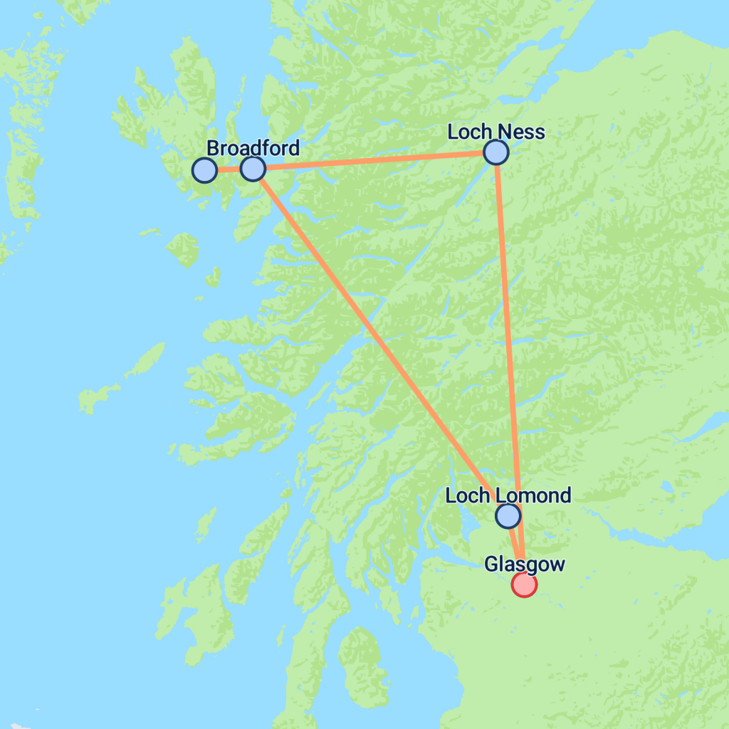 Glasgow to Skye & Loch Ness (Hotel) - 3 days obsolete map