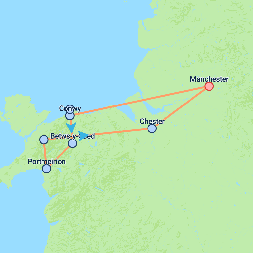 North Wales & Snowdonia From Manchester (Hotel) - 3 days Map