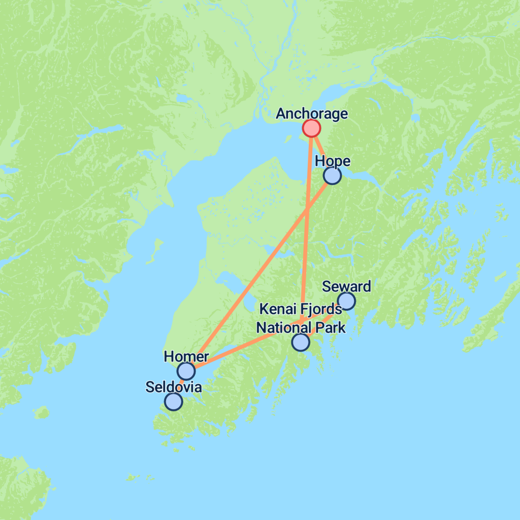 Alaska Summer Camping Adventure - 9 days map