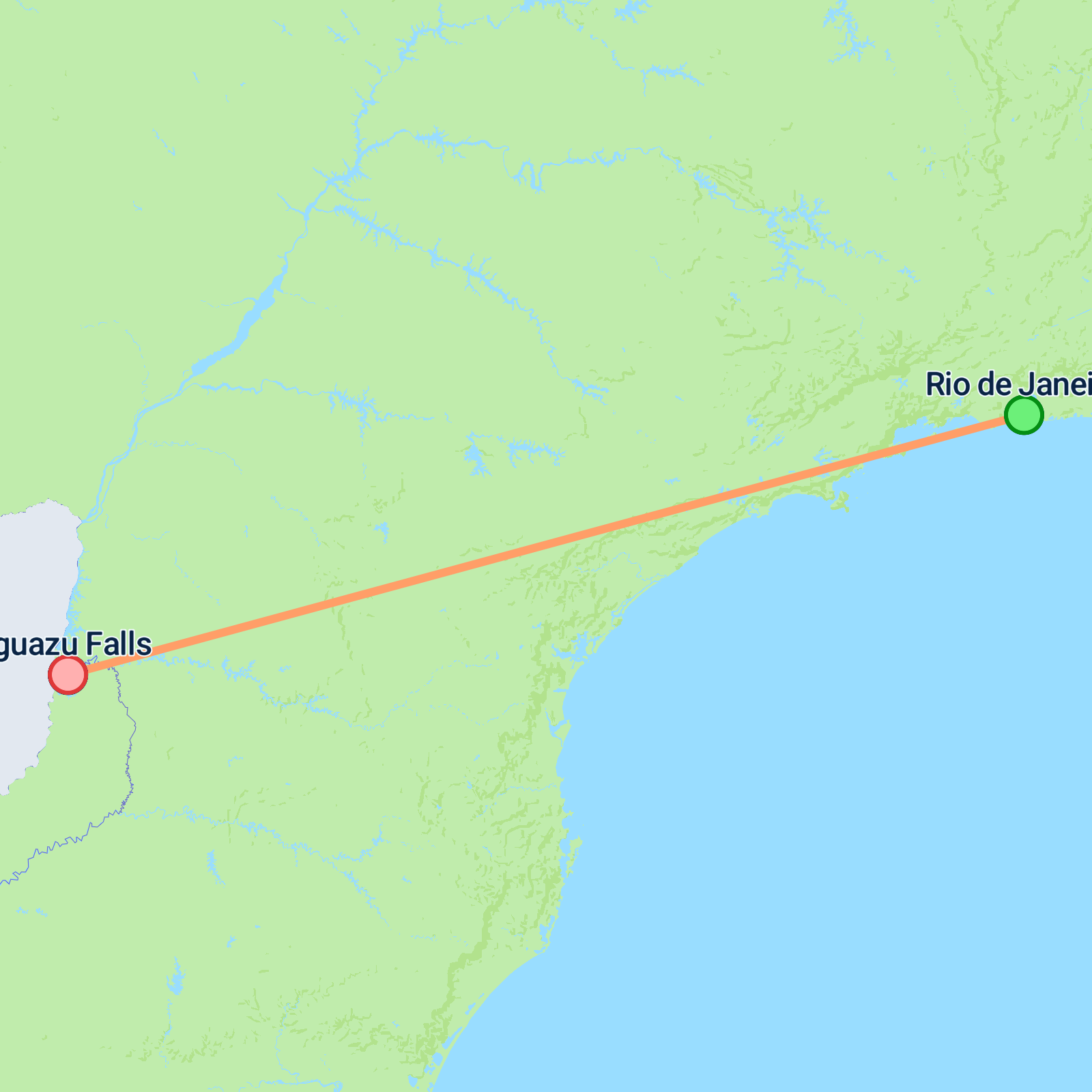 Map of Highlights of Rio & Iguazu - 6 days