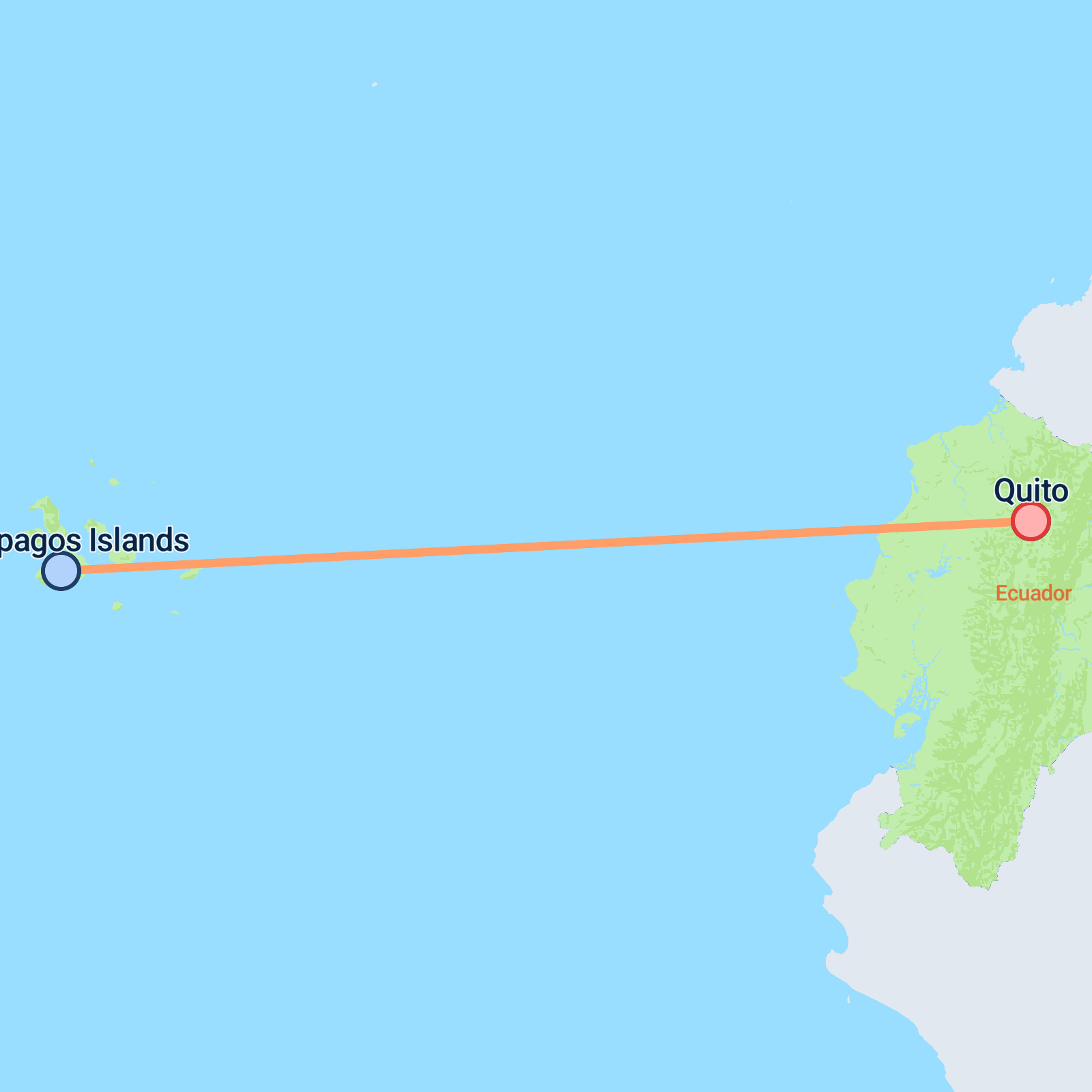 Map of Quito & Galapagos Explorer - 5 days