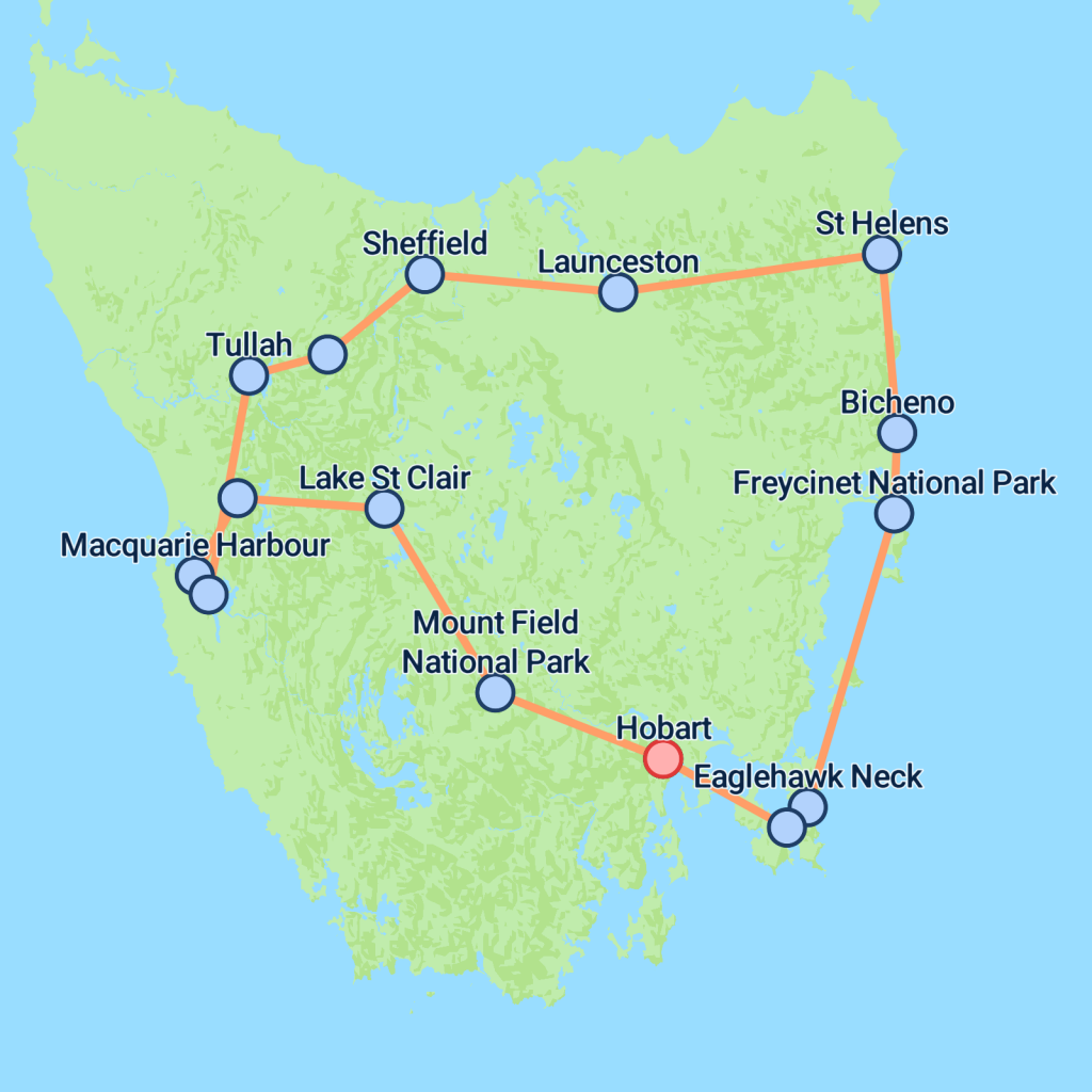 Totally Tasmania - 6 days Map