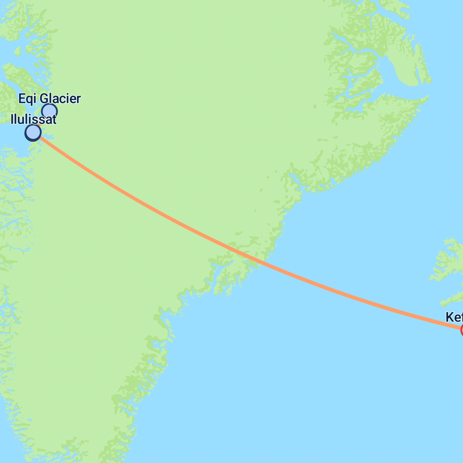 Map of Greenland Express - 4 days