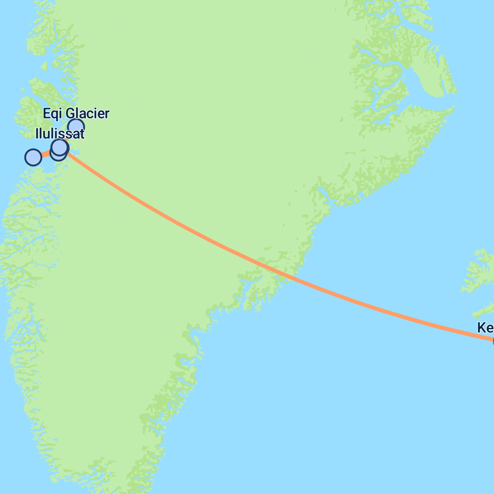 Map of Greenland Express & Whale Watching - 5 days