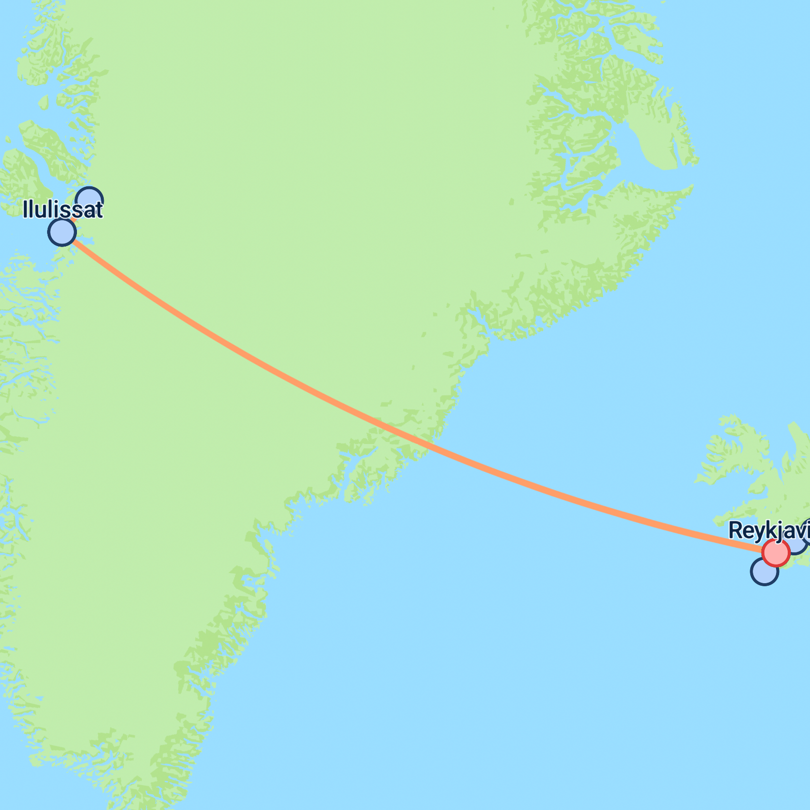 Map of Iceland & Greenland Explorer (3 Star) - 8 days