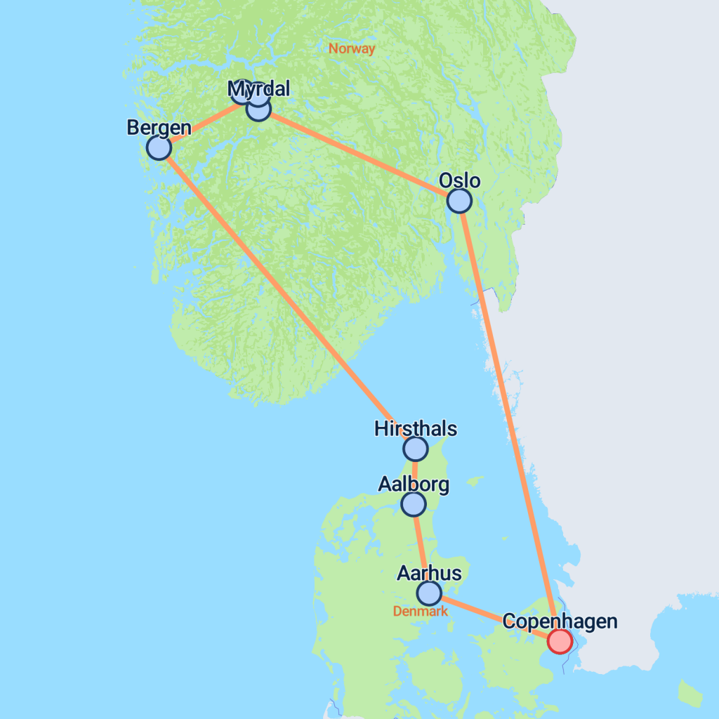 Scandi Viking Trail - 13 days map