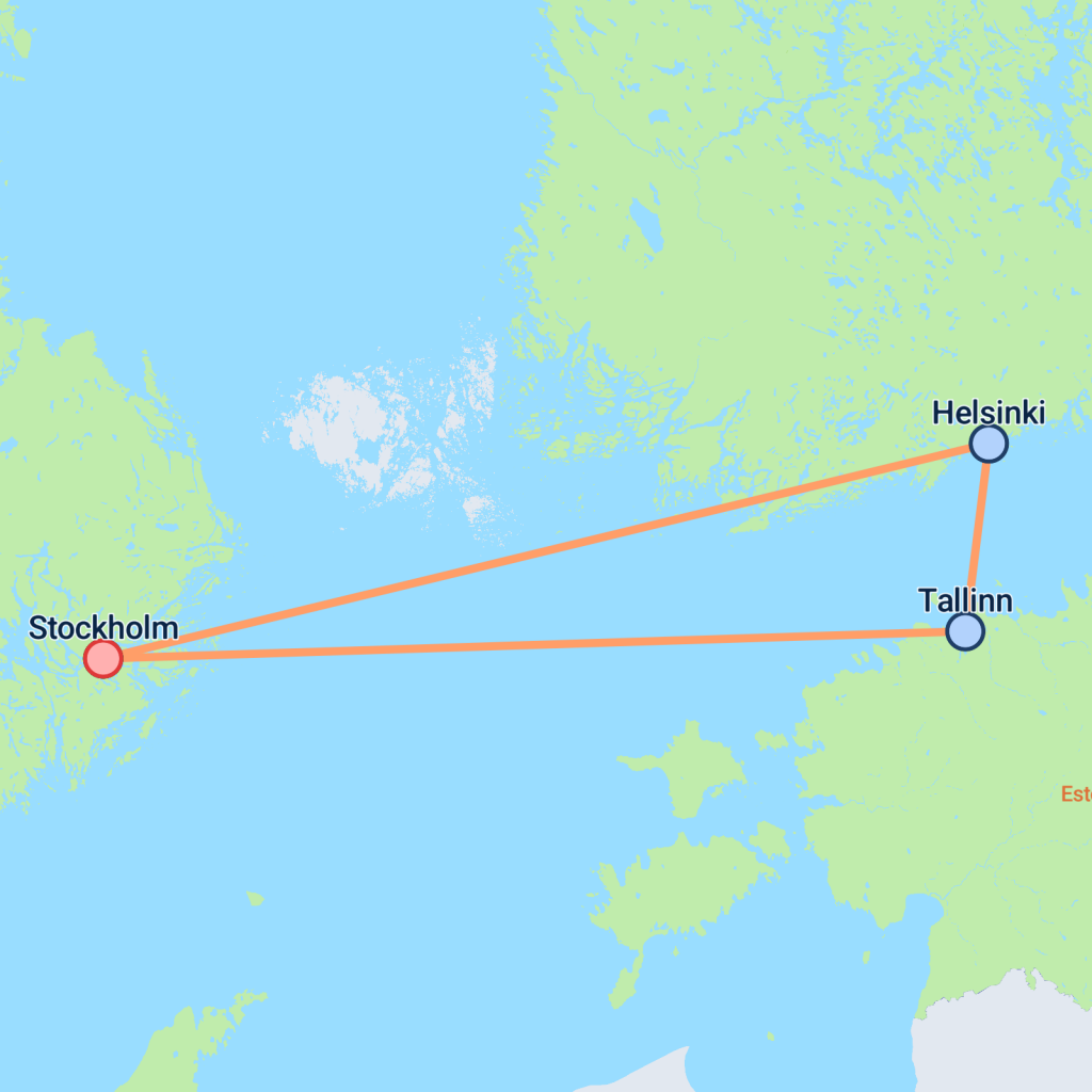 Stockholm to Helsinki Cruise & Tallinn - 5 days map