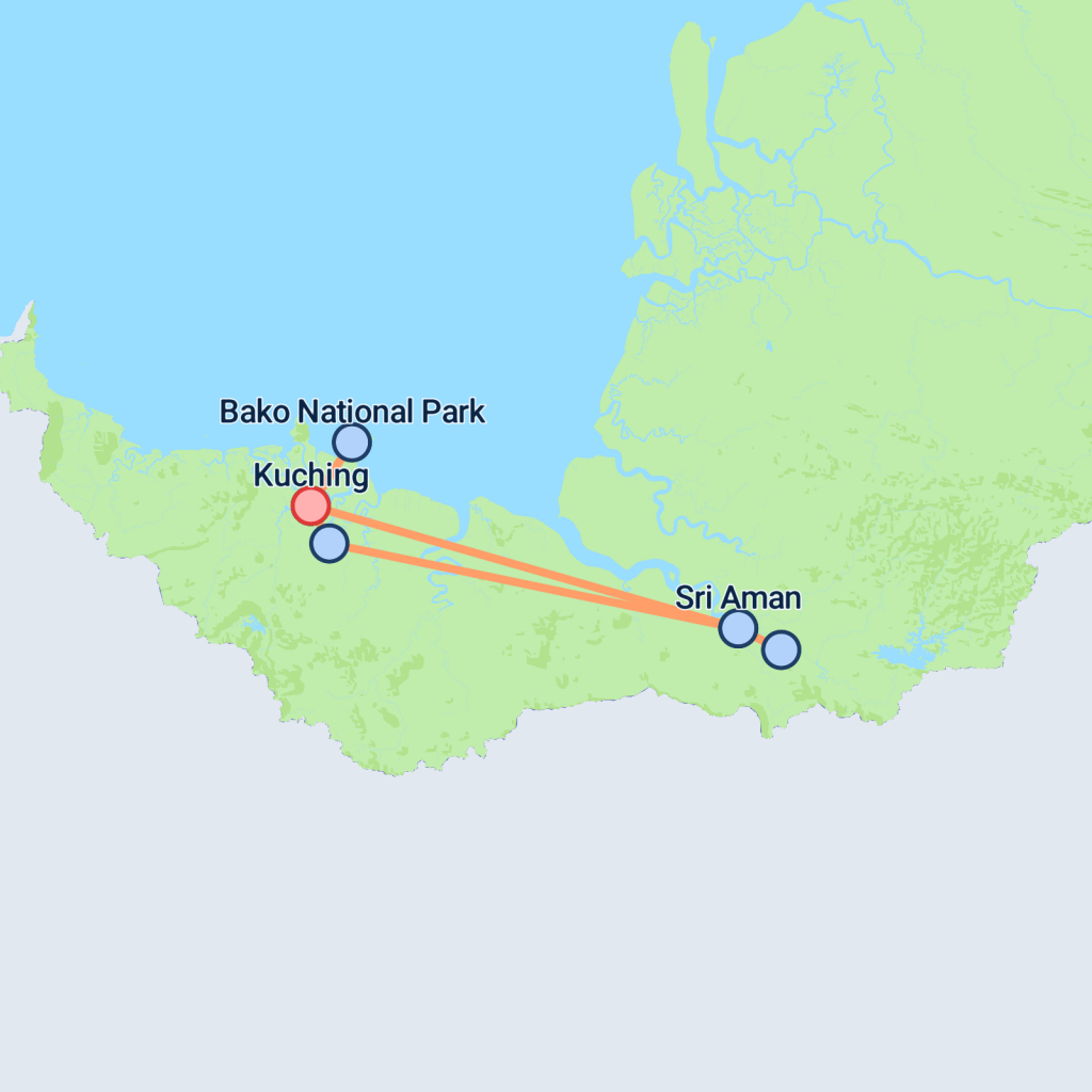 Kuching & Sarawak Express - 5 days map