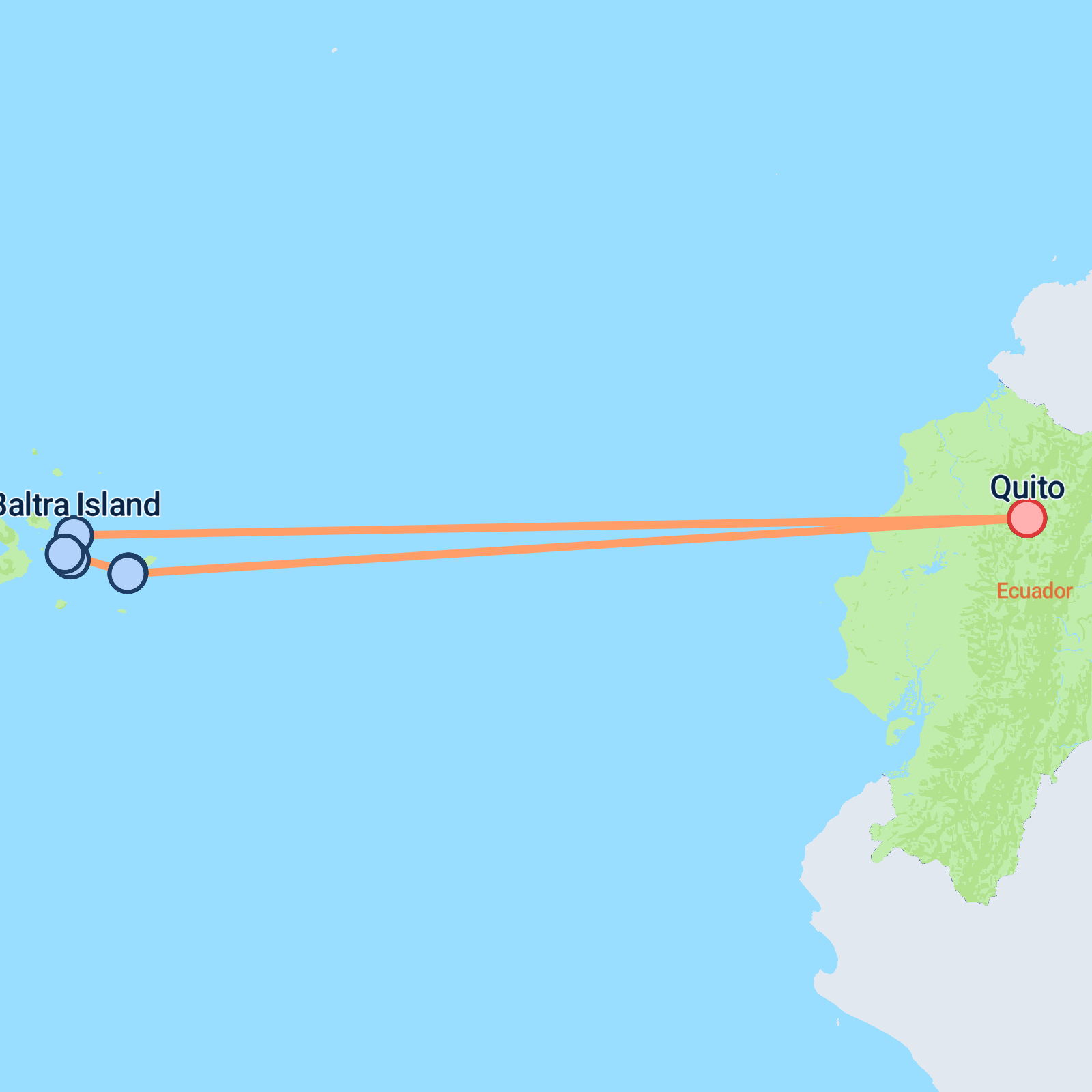 Map of Galapagos Islands Explorer - 7 days