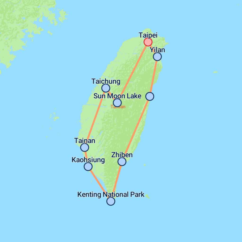 Totally Taiwan - 5 days map