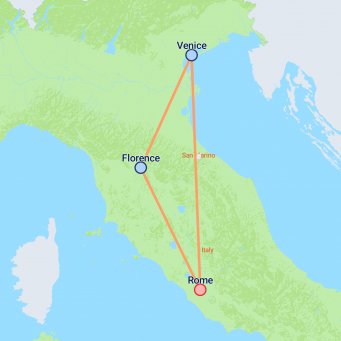 Jewels of Italy (4 Star +) - 10 days map