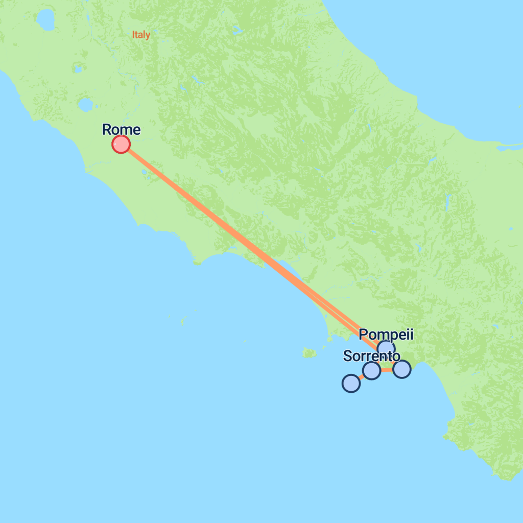 Rome, Sorrento & Amalfi Coast (4 Star) - 10 days map