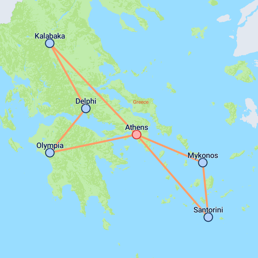 Glory of Greece - 11 days map