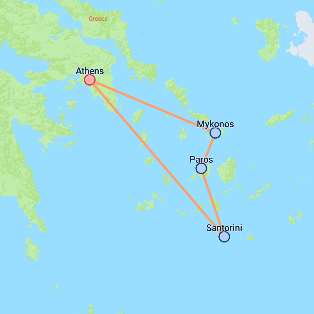 Greek Islands Odyssey - 12 days map