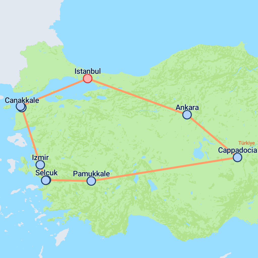 Wonders of Anatolia - 10 days map