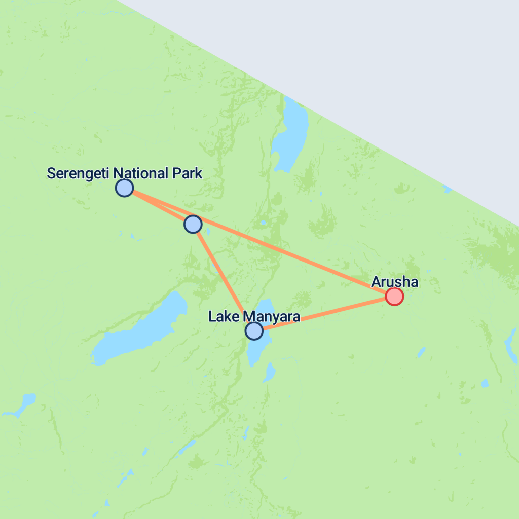Tanzania Safari Express (Camping) - 5 days map