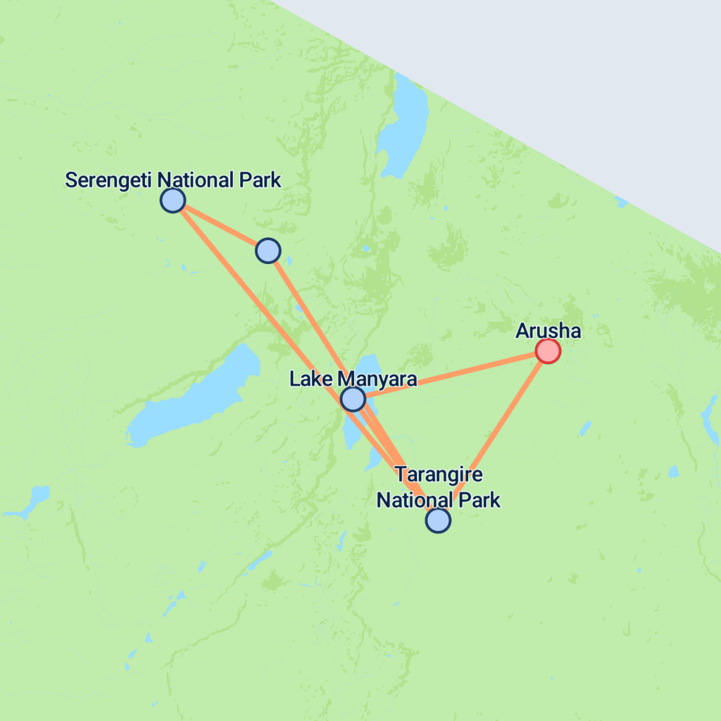 Tanzania Big Five Explorer (Camping) - 6 days map