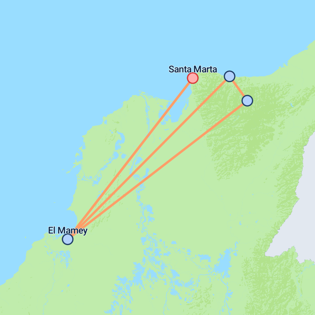 Colombia Lost City Trek - 4 days map