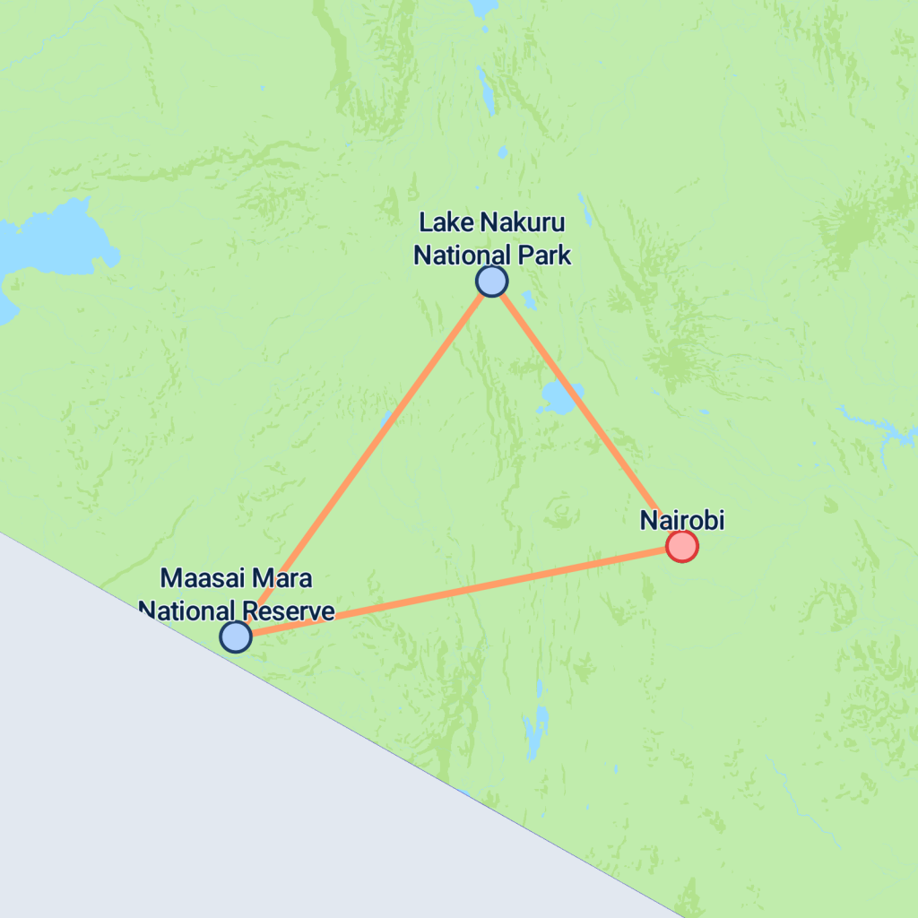 Masai Mara & Lake Nakuru (Camping) - 4 days map