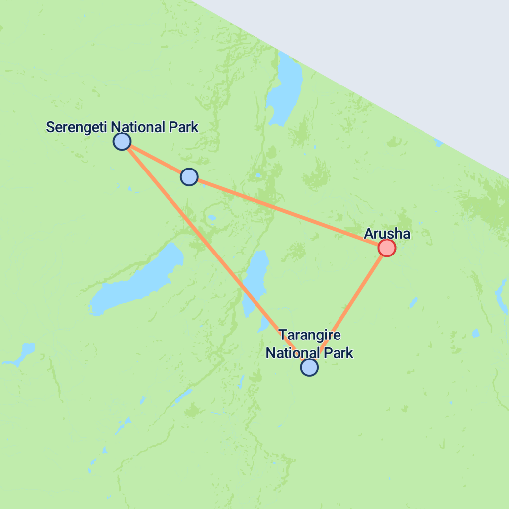 Serengeti & Ngorongoro Crater (Camping) - 4 days map